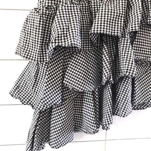 Intermix Marion Ruffle Black White Gingham Skirt - Picture 5 of 8